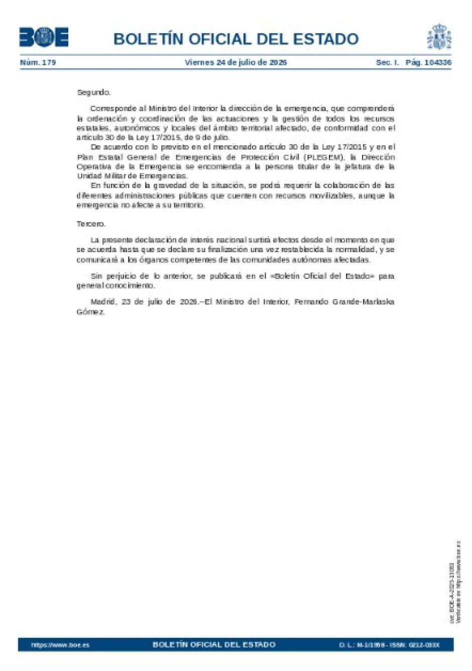 Orden de declaración de emergencia de interés nacional en los incendios de la Comunidad de Madrid y provincia de Ávila