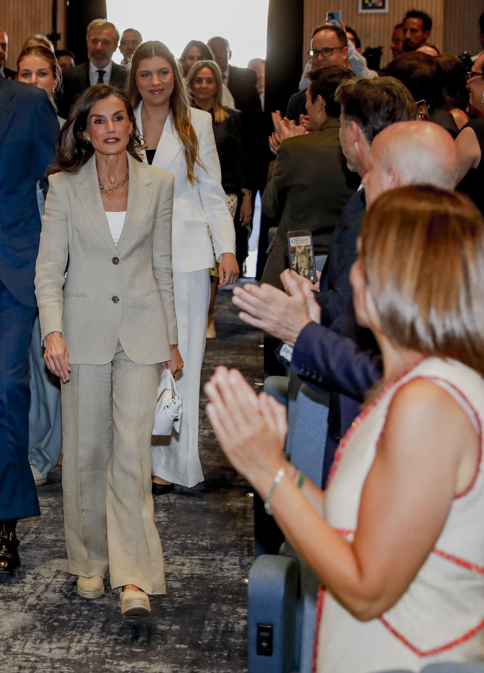Spanish King Felipe VI, Queen Letizia, Princess Leonor and Infanta Sofia attending Docentes Referentes event by Ibercaja Foundation in Zaragoza on Wednesday, 8 July 2026.