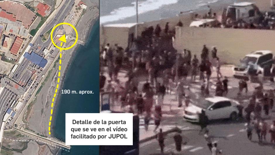 Una vez sorteado el espigón a unos 200 metros, tienen la puerta que ha sido portada en los principales medios