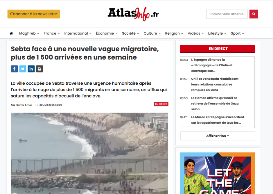 «Ceuta se enfrenta a una nueva oleada migratoria, con más de 1.500 llegadas en una semana»