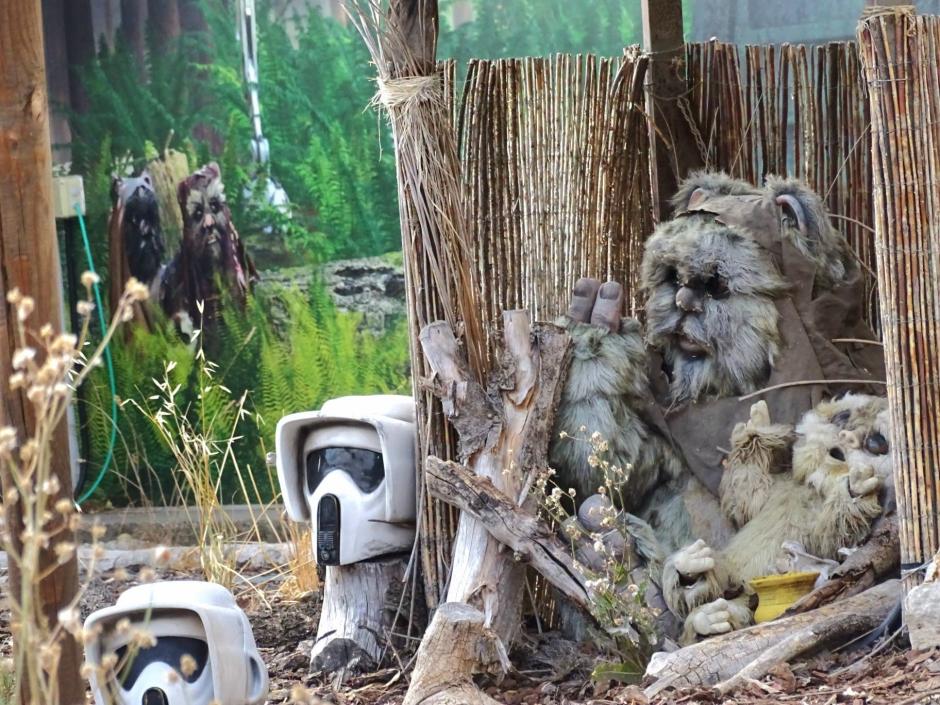 Algunos de los ewoks de La Guerra de las Galaxias, en el Museo de Cine Colin Arthur