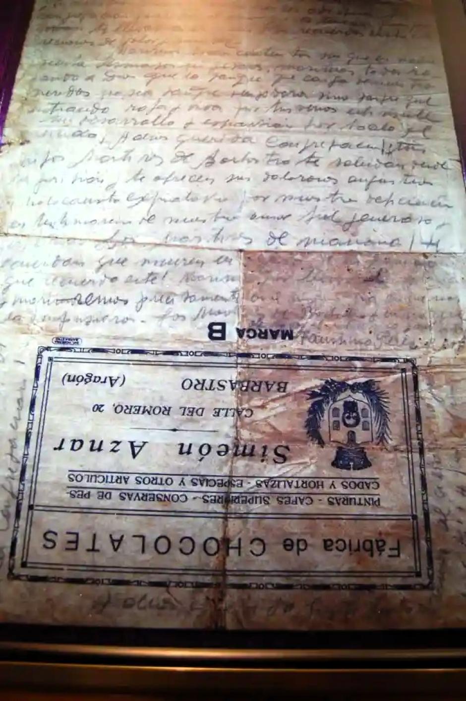 Una nota encontrada en el envoltorio de una chocolatina