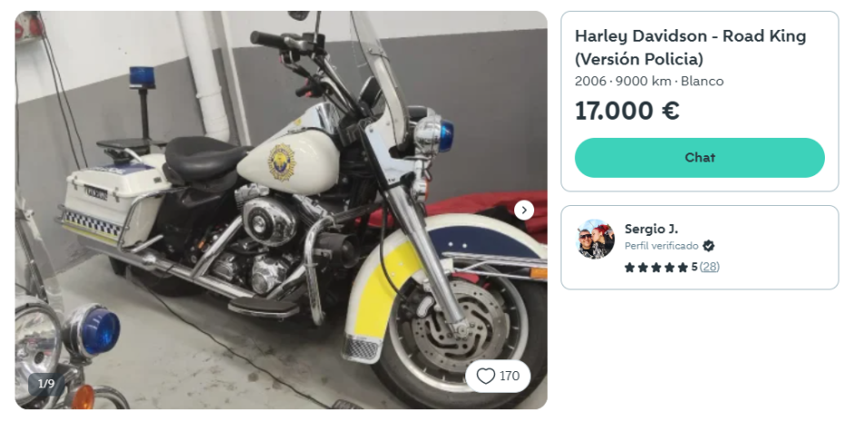 Imagen del anuncio de venta de tres Harley Davison de la Policía Local de Valencia.