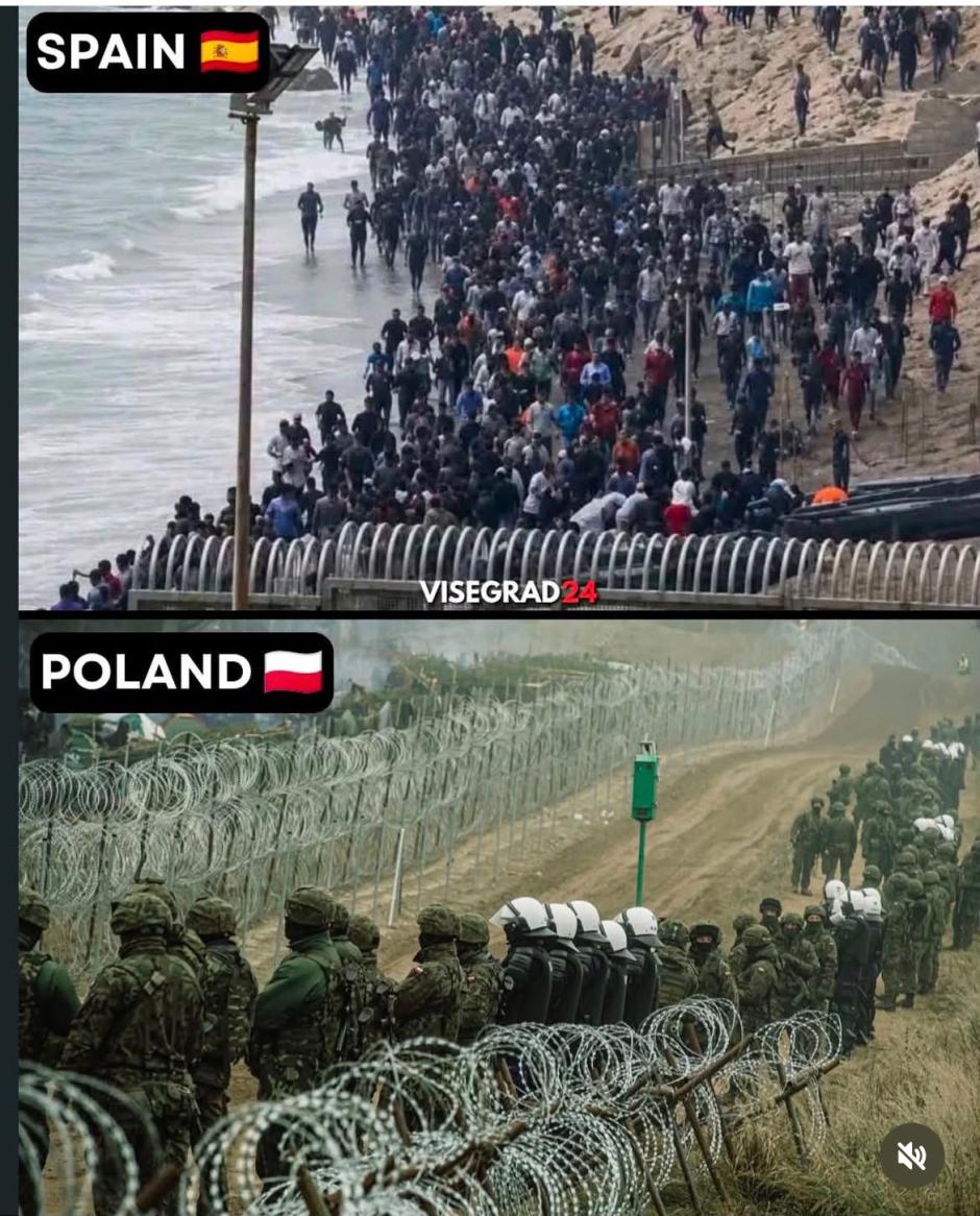 Publicación del medio Visagrad24 en el que compara la situación migratoria de España y Polonia
