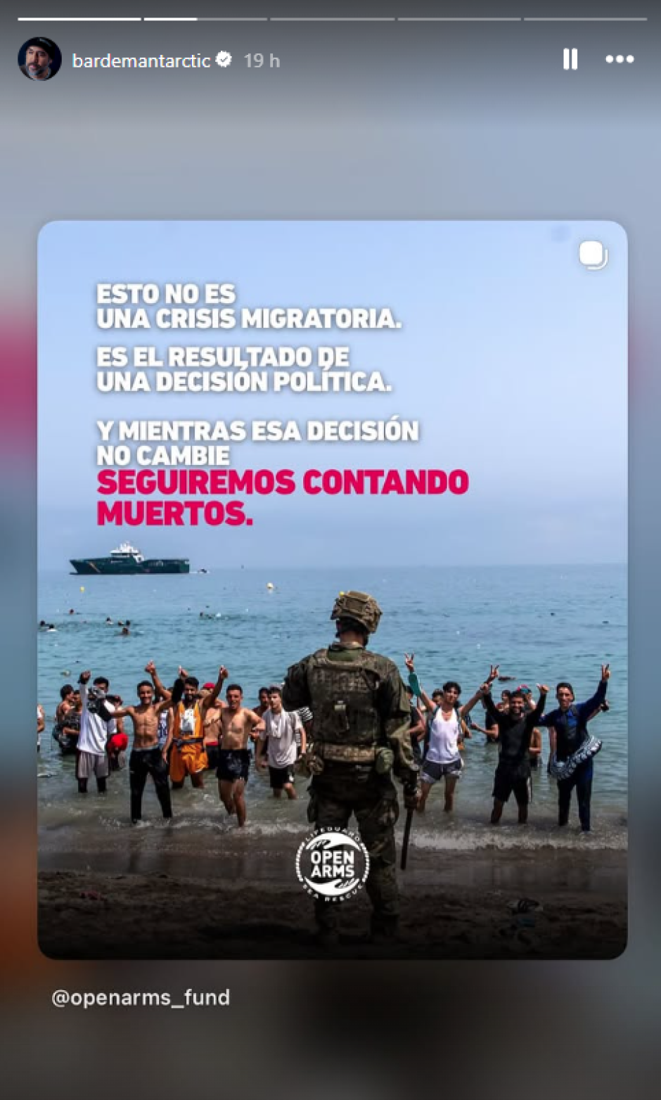 Imagen de uno de los mensajes compartidos por Javier Bardem