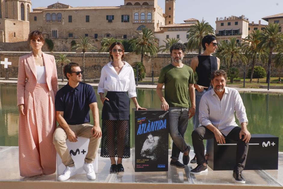 Melina Matthews, Raul Arevalo, Victoria Luengo, Rodrigo Sorogoyen and Javier Bardem at photocall for presentation Atlantida Film Festival in Mallorca on Sunday, 02 August 2026.