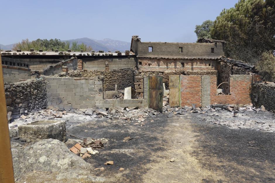 Una finca arrasada en Casavieja (Ávila) tras el incendio de Burgohondo