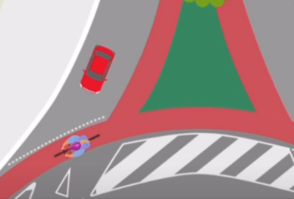A la entrada de la rotonda los coches deben ceder el paso a las bicis