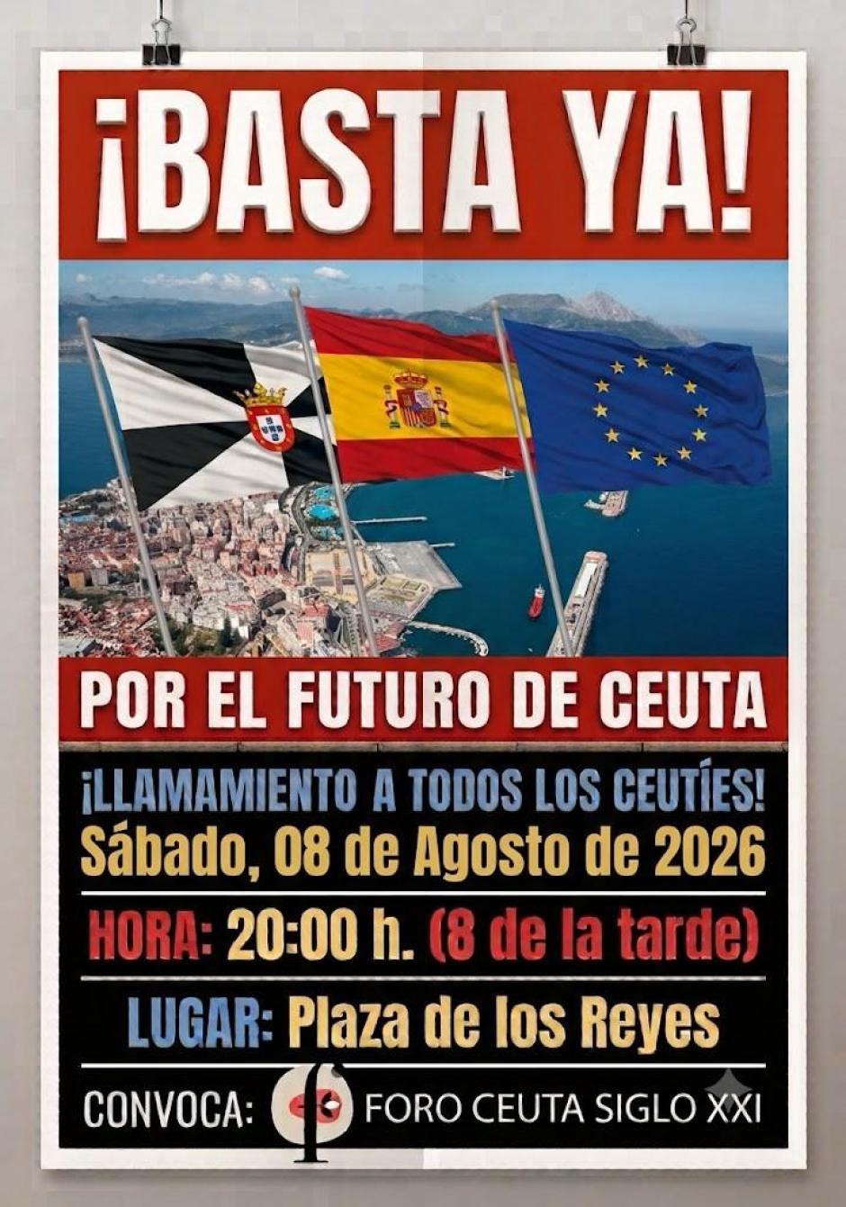 Cartel de la concentración en Ceuta