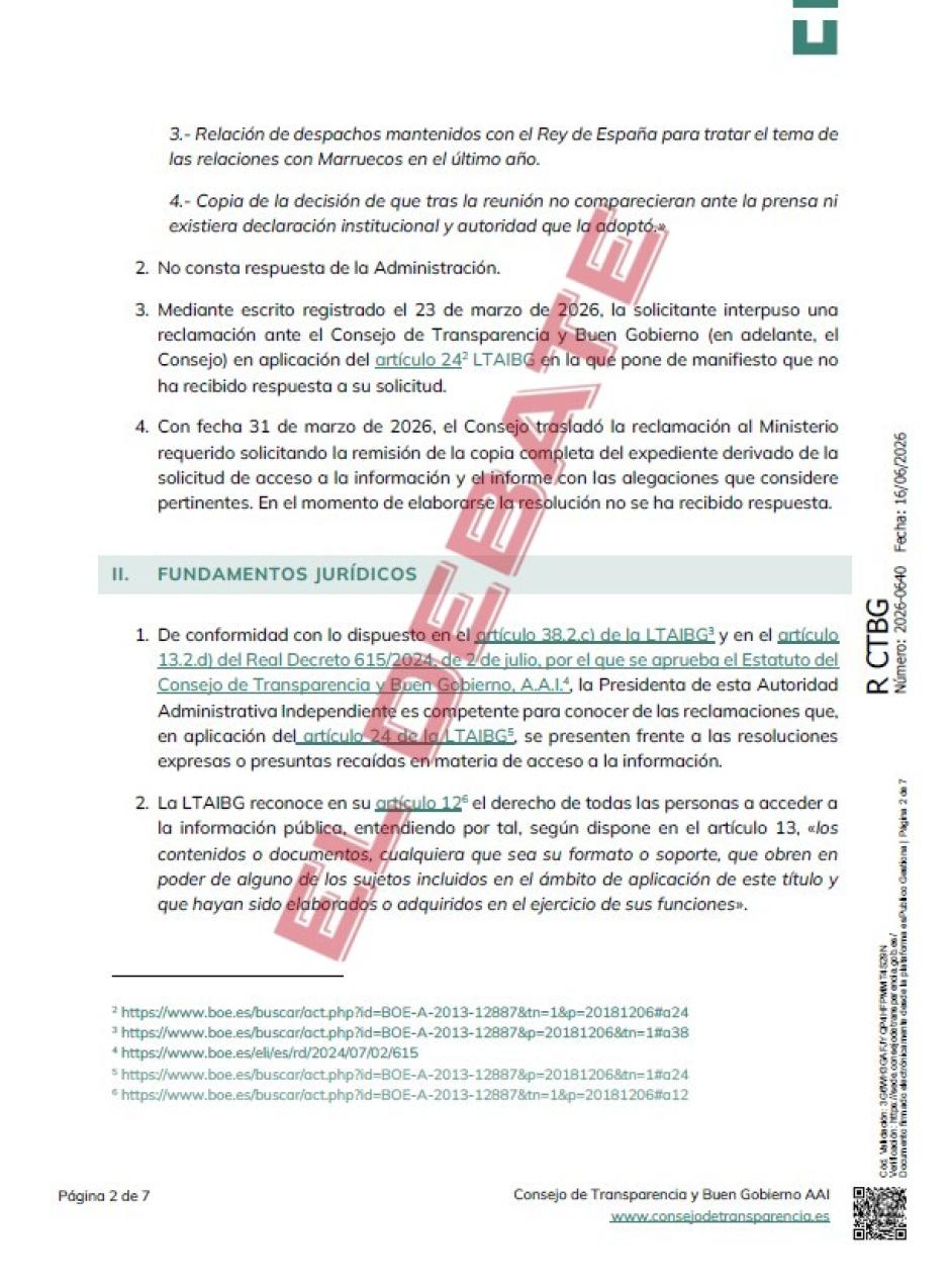 Resolución 2026-0640 del Consejo de Transparencia y Buen Gobierno
