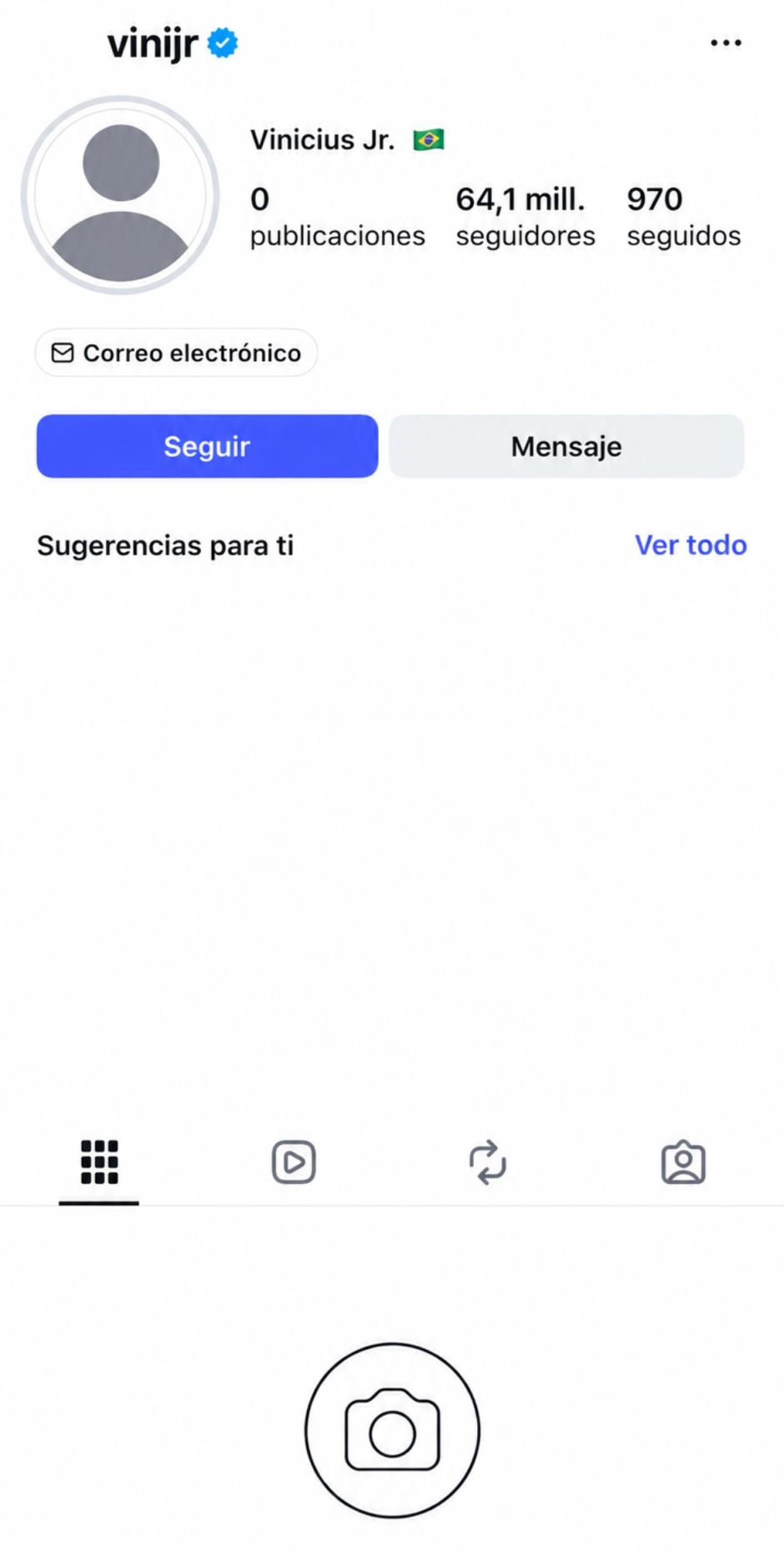 Cuenta oficial de Instagram de Vinicius Jr.