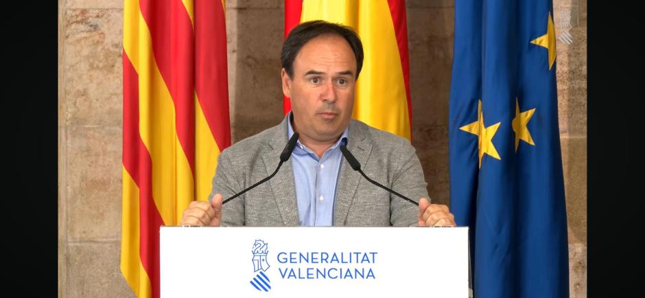 Imagen del presidente de la Generalitat, Juanfran Pérez Llorca, durante su intervención