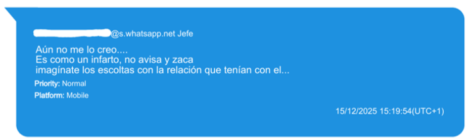 Mensaje enviado por José Luis Rodríguez Zapatero a su secretaria Gertrudis Alcázar