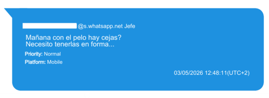 Mensaje enviado por José Luis Rodríguez Zapatero a su secretaria Gertrudis Alcázar