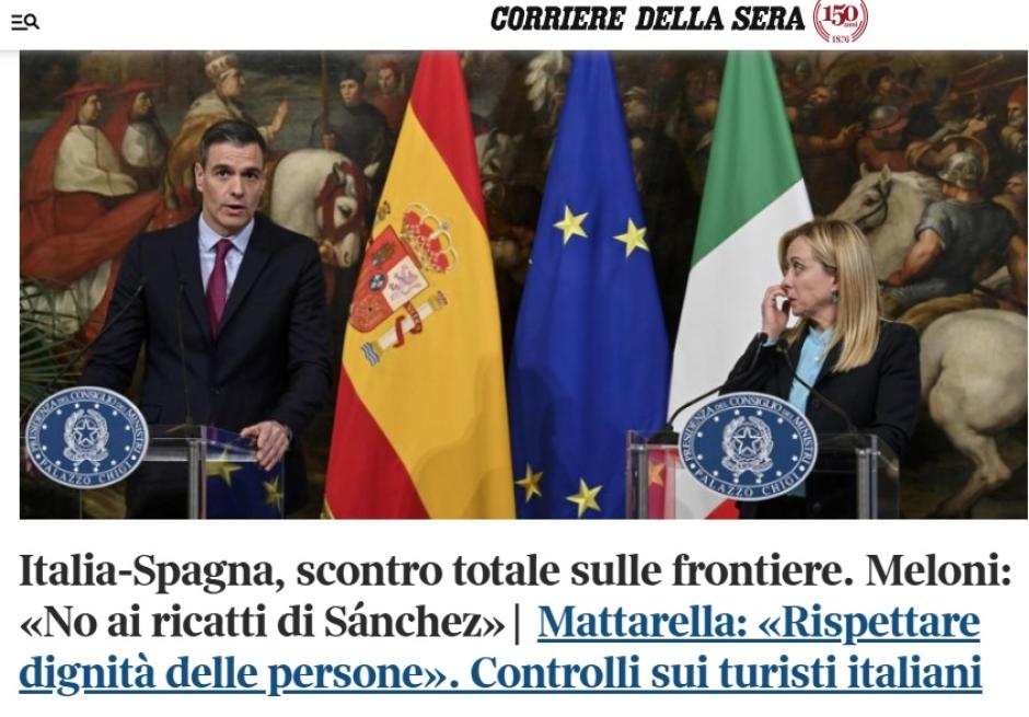 Captura del diario italiano 'Corriere della Sera'