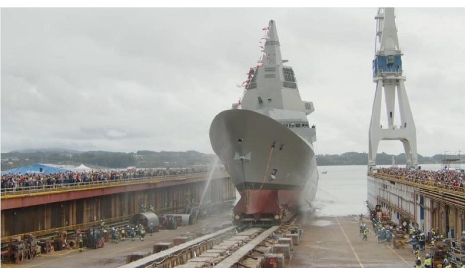 Botadura de la fragata F111 'Bonifaz' en los astilleros de Navantia, Ferrol