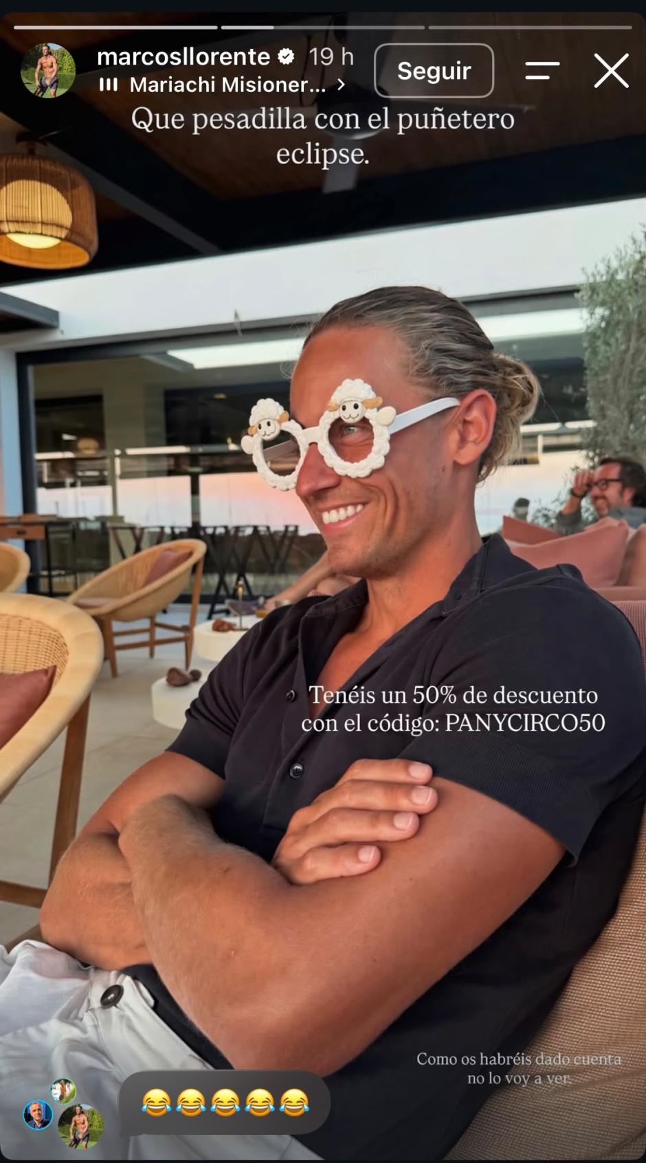 La historia en Instagram de Marcos Llorente sobre el eclipse