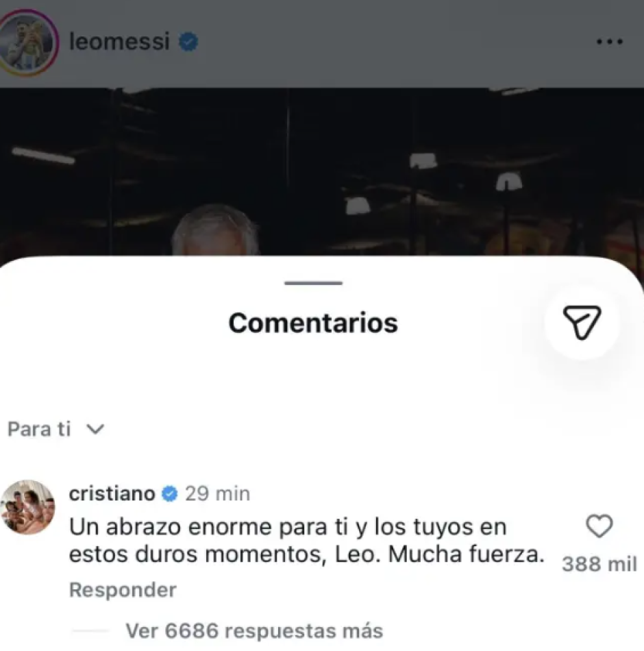 El mensaje de Cristiano Ronaldo a la publicación de Leo Messi