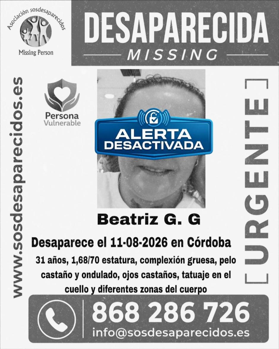 Aviso de SOS Desaparecidos
