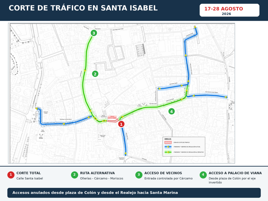 Plano del corte de tráfico en Santa Marina