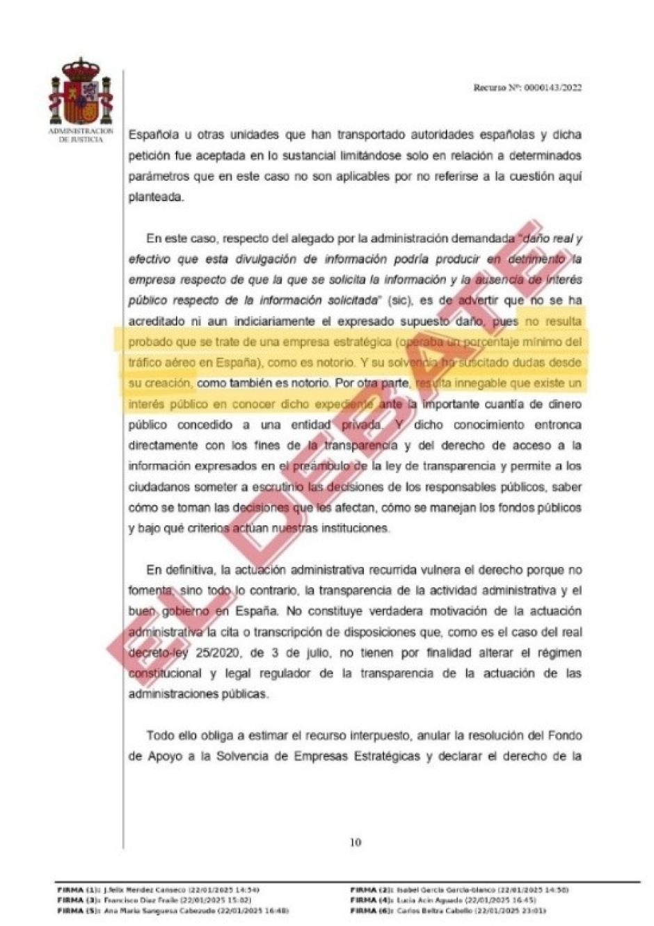 Extracto de la sentencia de la Audiencia Nacional