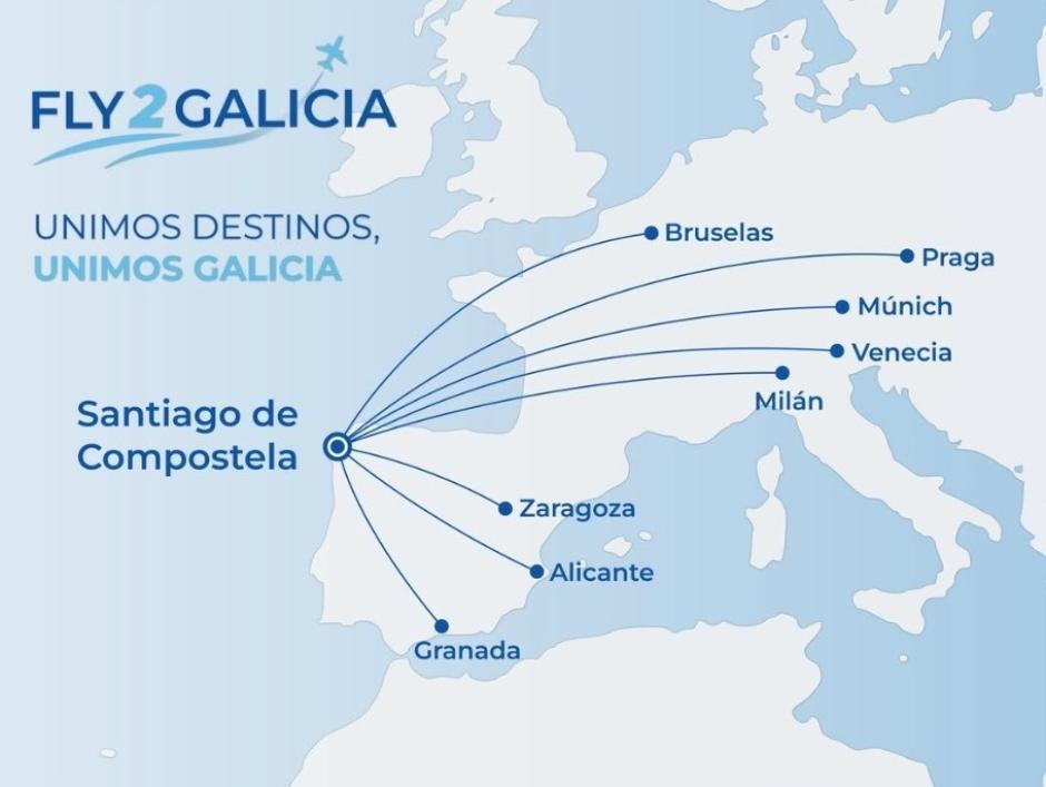 La nueva compañía Fly2Galicia comenzará a operar en diciembre con ocho destinos y 17 frecuencias semanales.

REMITIDA / HANDOUT por FLY2GALICIA
Fotografía remitida a medios de comunicación exclusivamente para ilustrar la noticia a la que hace referencia la imagen, y citando la procedencia de la imagen en la firma
16/8/2026