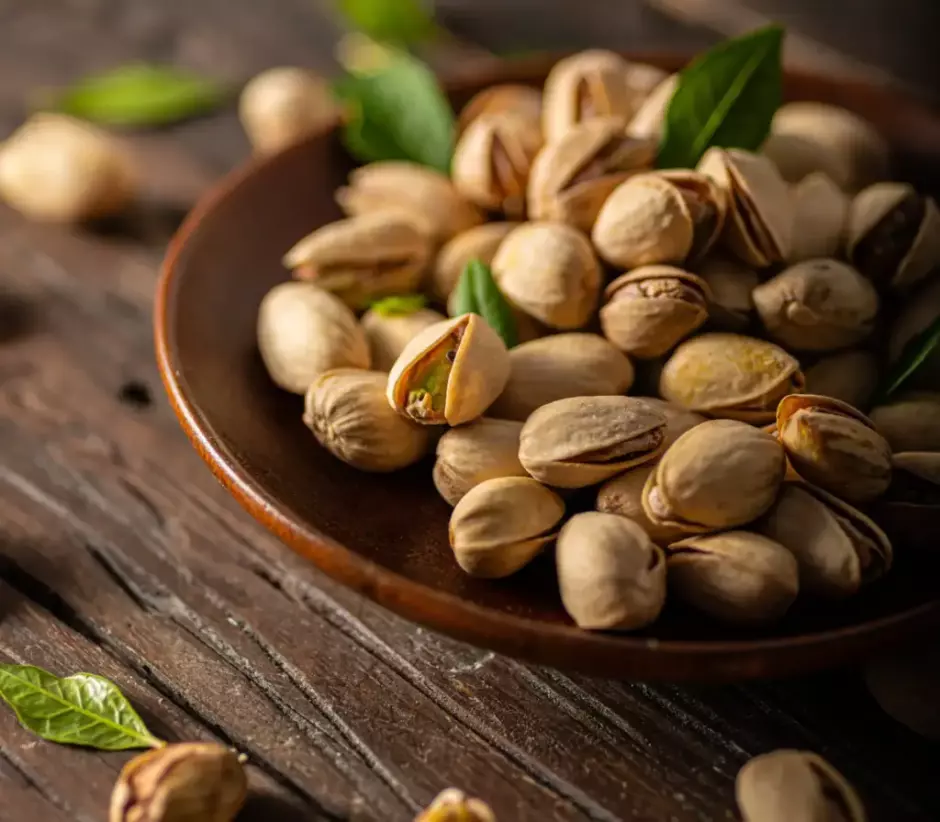 Pistachos en la mesa en forma de 'snack'