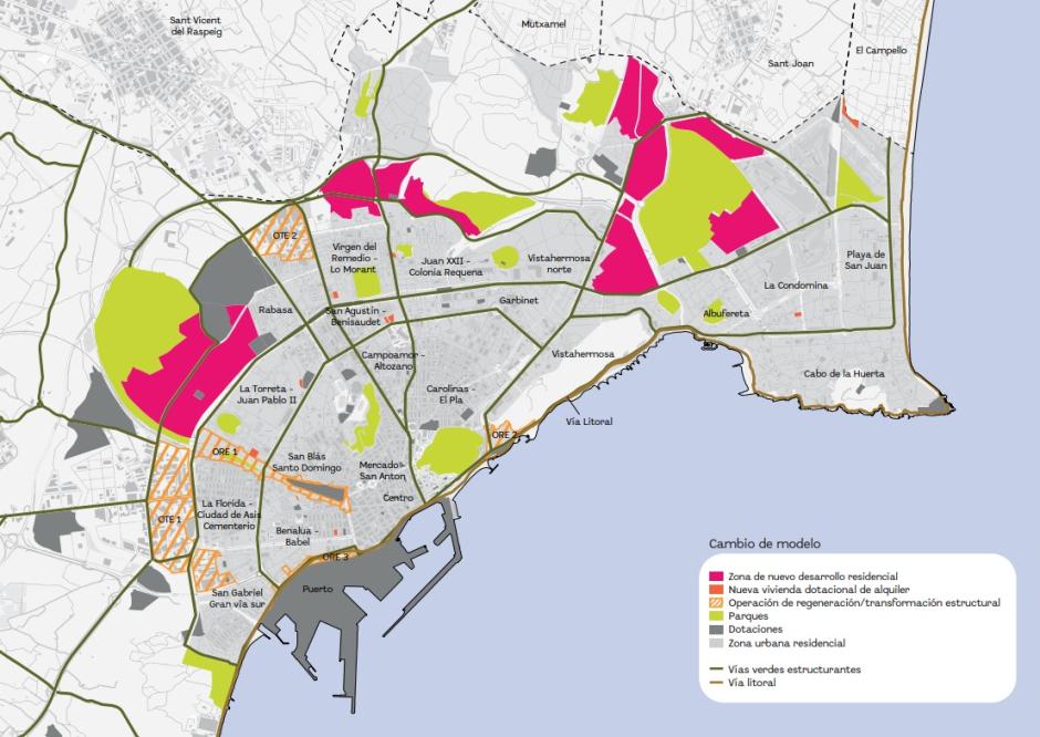 Viviendas proyectadas en el nuevo Plan General de Alicante