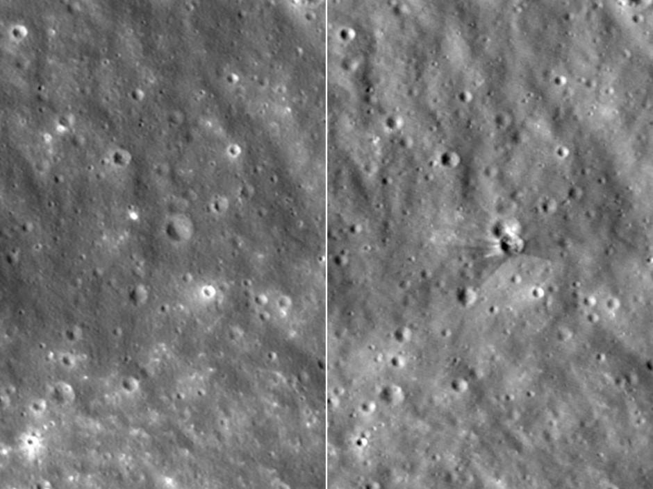 Cráter en la Luna provocado por un impacto de un cohete de SpaceX