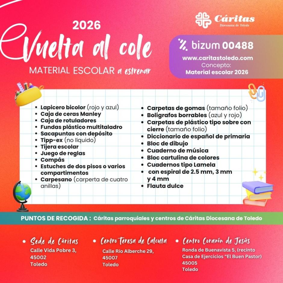 Campaña 'Vuelta al cole' de Cáritas Toledo