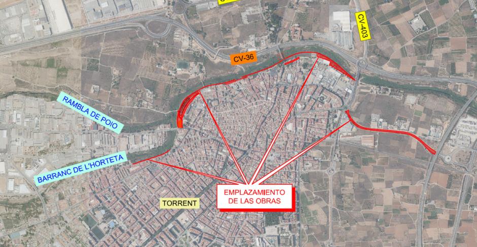 Mapa con la ubicación de las obras previstas en Torrent.