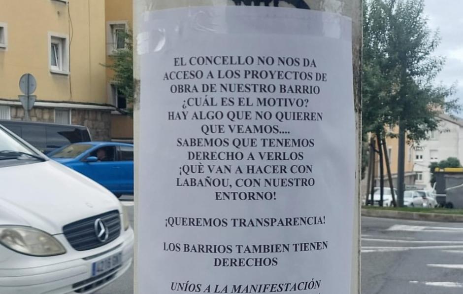 Cartel de protesta de los vecinos de Labañou (La Coruña)