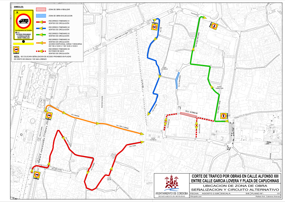 Rutas afectadas y alternativas del corte de la calle Alfonso XIII