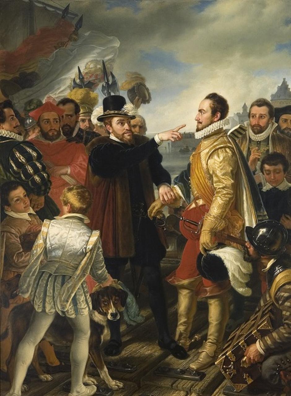 Felipe II es recibido por Guillermo de Orange en los Países Bajos