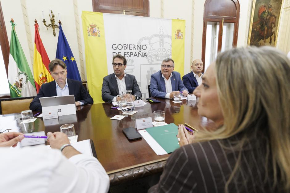 El vicepresidente primero y ministro de Economía, Comercio y Empresa, Carlos Cuerpo, preside la reunión con los alcaldes de los municipios afectados por los seísmos