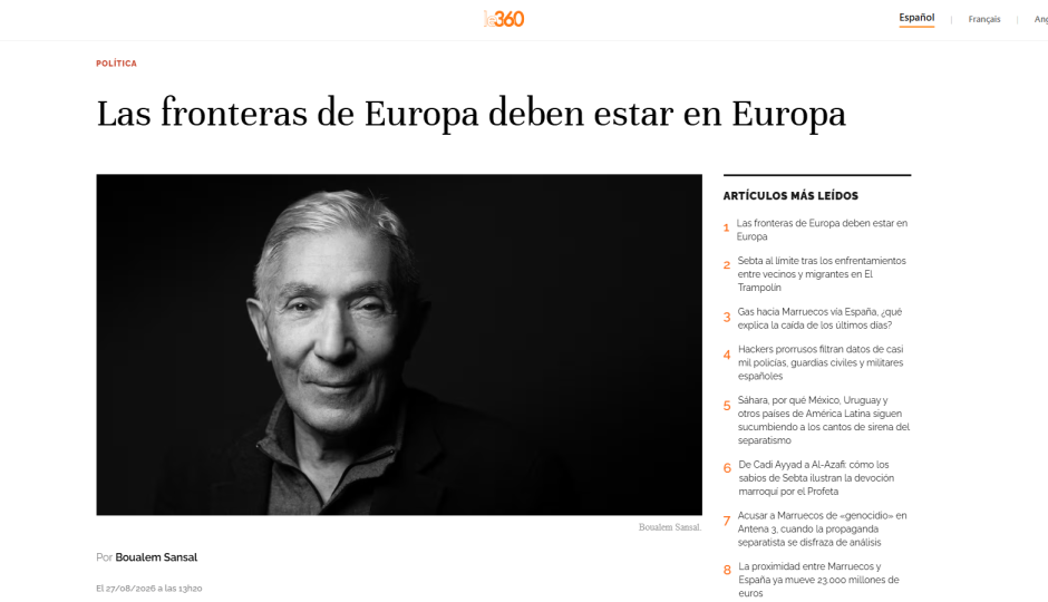 Artículo de Boualem Sansal publicado este jueves en el periódico Le360