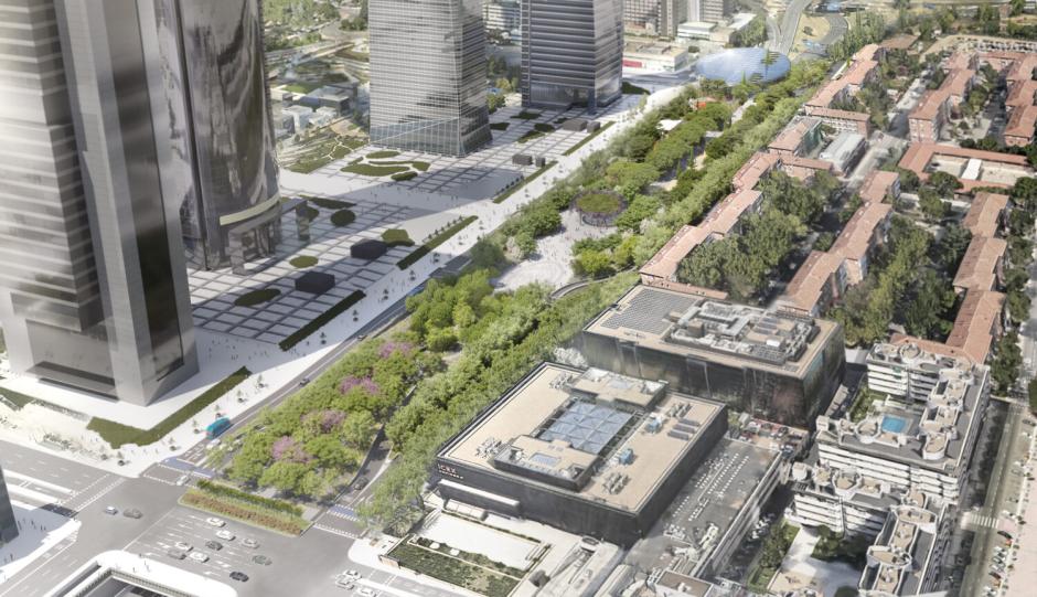 Recreación aérea del futuro Parque Castellana