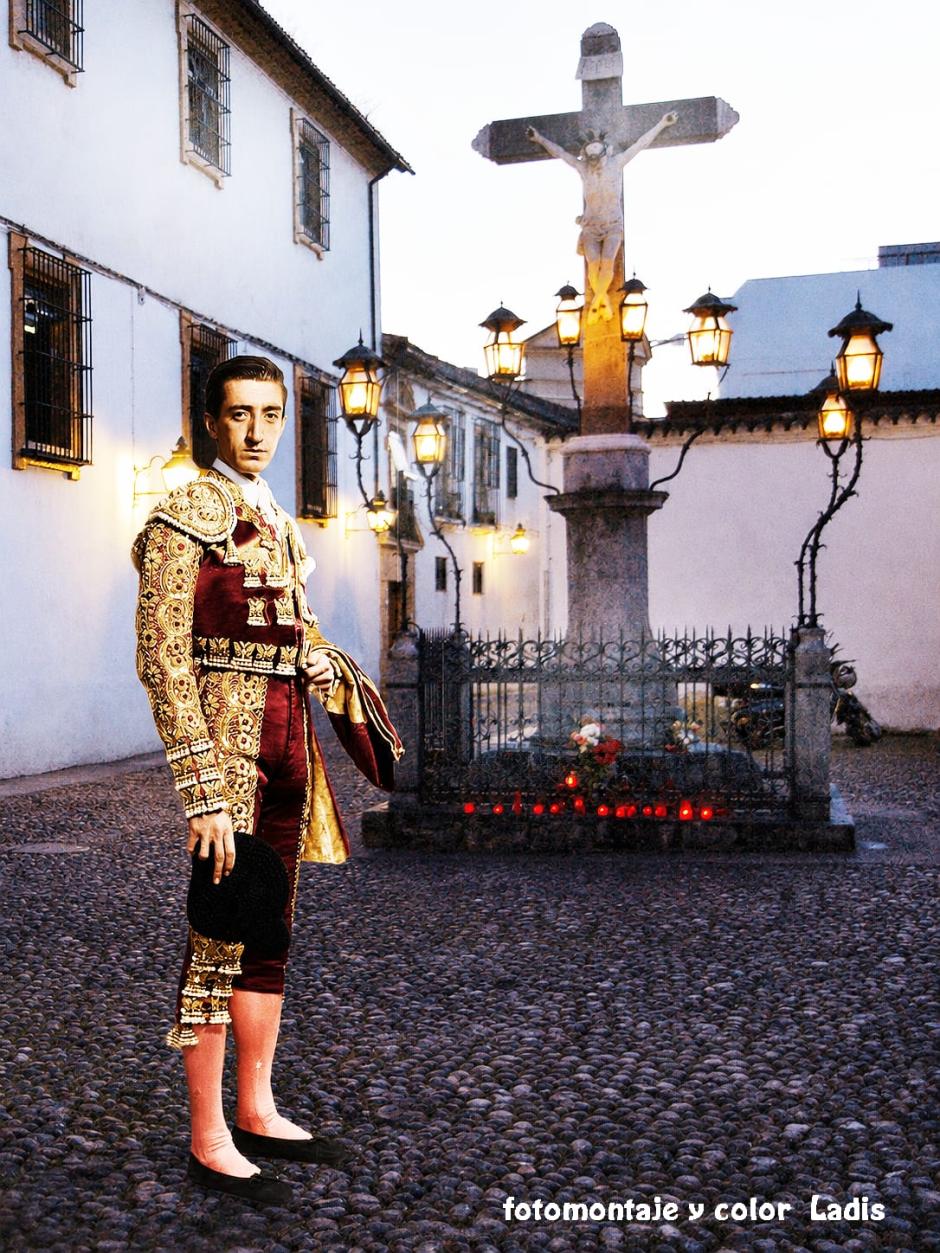 Fotomontaje de Manolete en la Plaza de Capuchinos