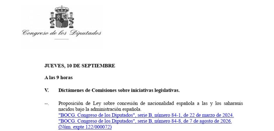 El dictamen será el primer punto del Pleno del 10 de septiembre