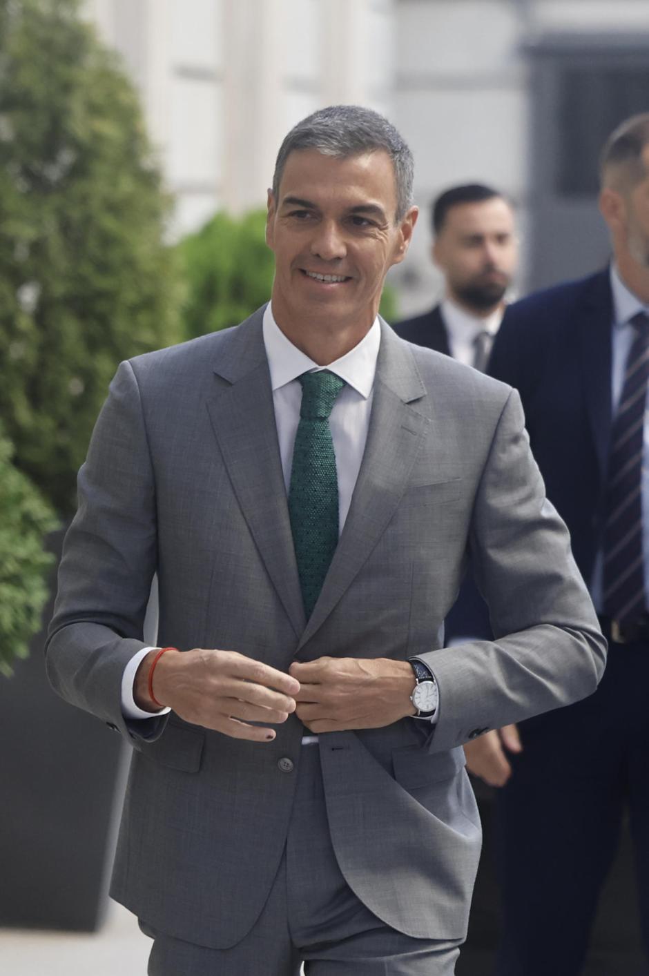 El presidente del Gobierno, Pedro Sánchez, a su llegada al Congreso