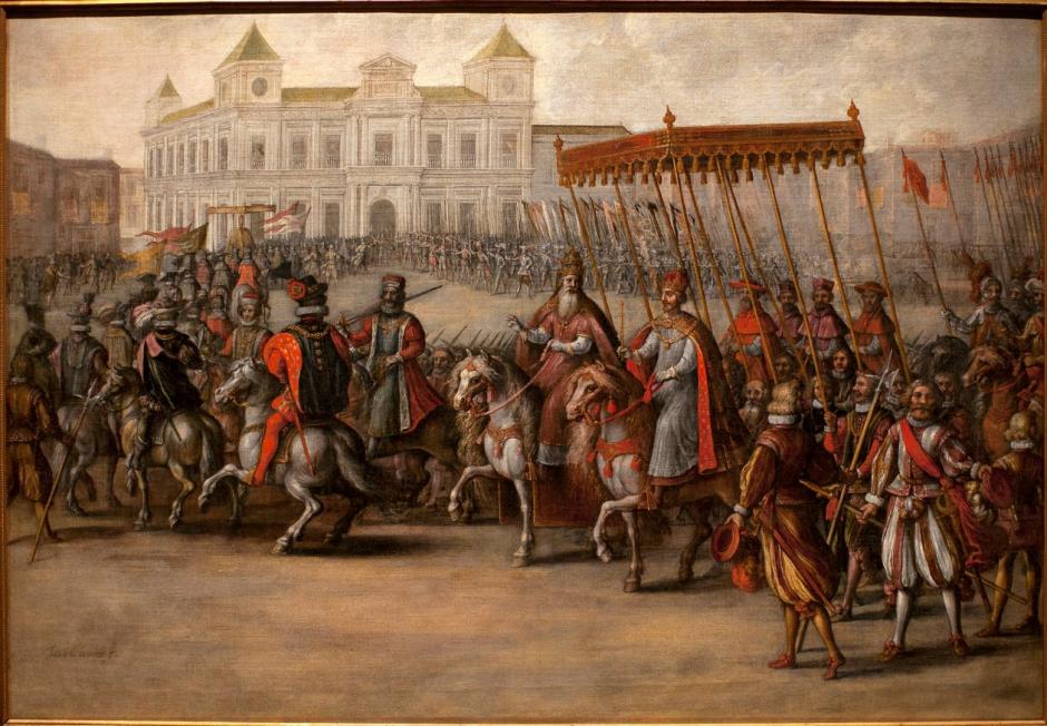 La entrada de Carlos V en Bolonia para su coronación, obra del pintor flamenco Juan de la Corte