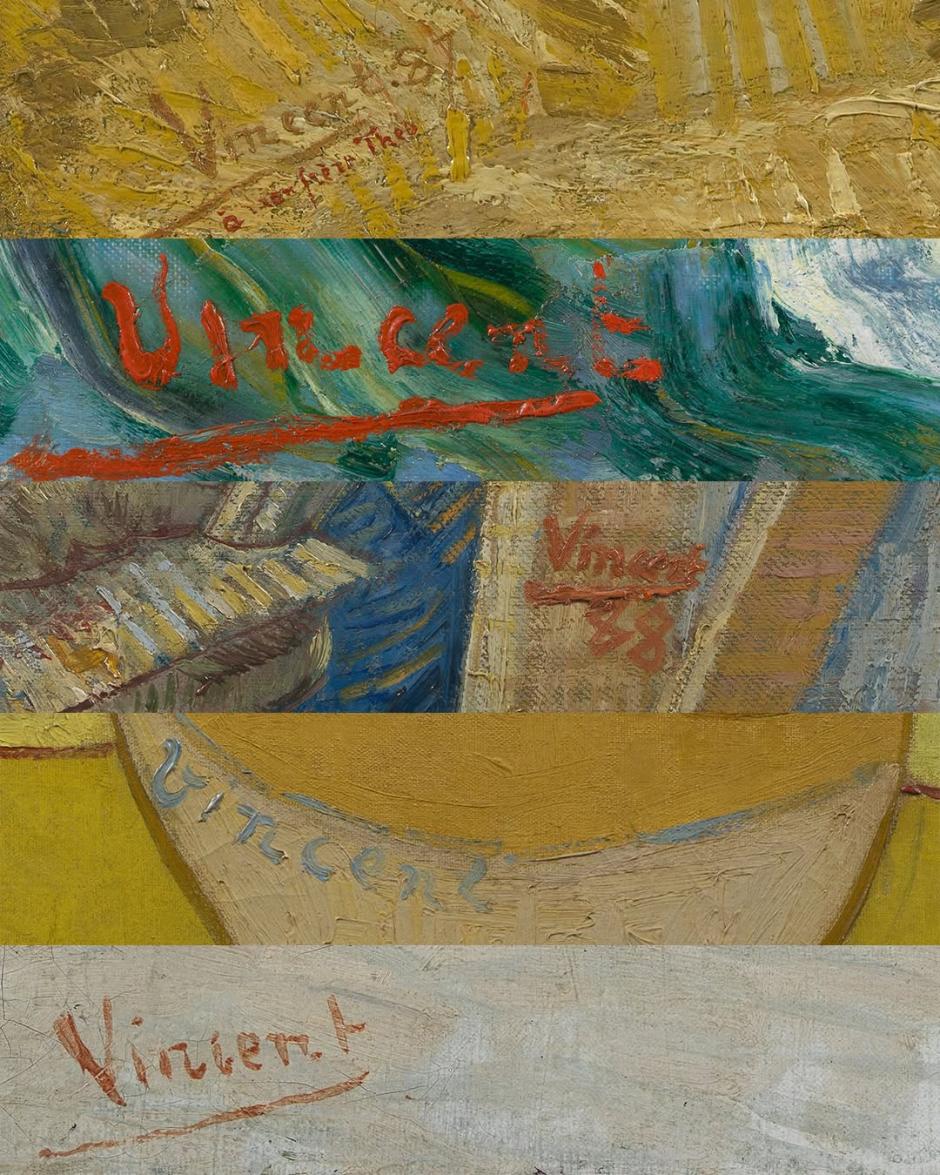 Recopilación de diferentes firmas que el pintor neerlandés Vincent van Gogh