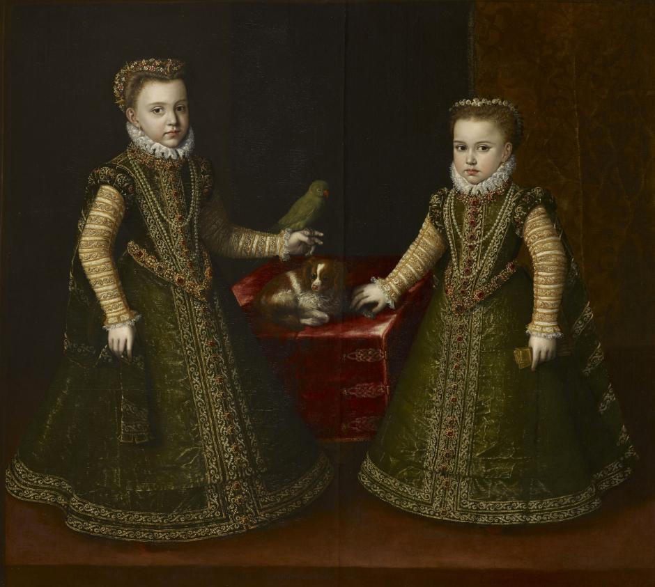 Las infantas Isabel Clara Eugenia y su hermana menor, Catalina Micaela. Retrato de 1570