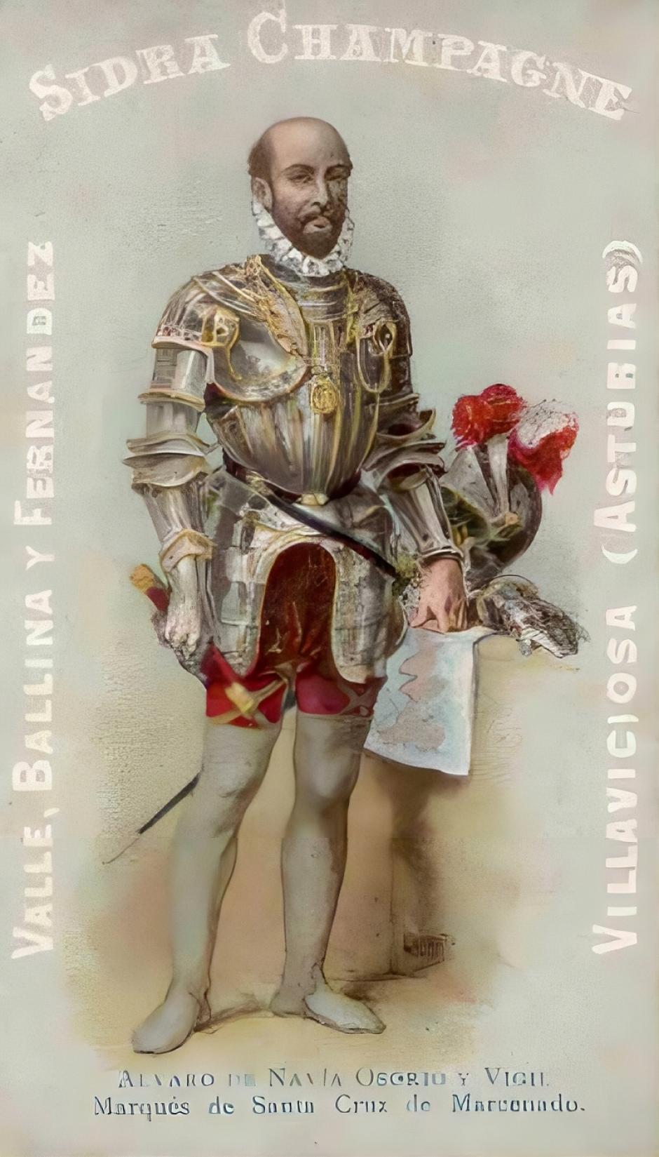 Cromo Publicitario de Don Álvaro de Navia Osorio, III Marqués de Santa Cruz de Marcenado