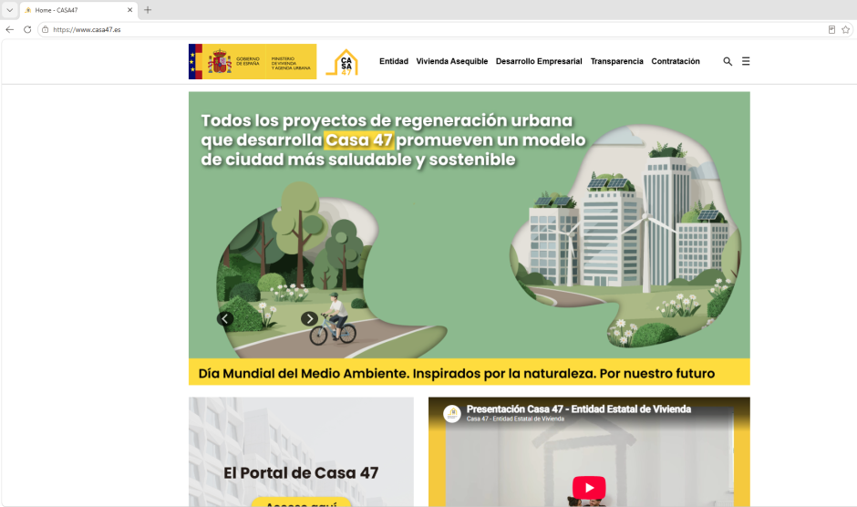 Página web de Casa 47 con el 'www'