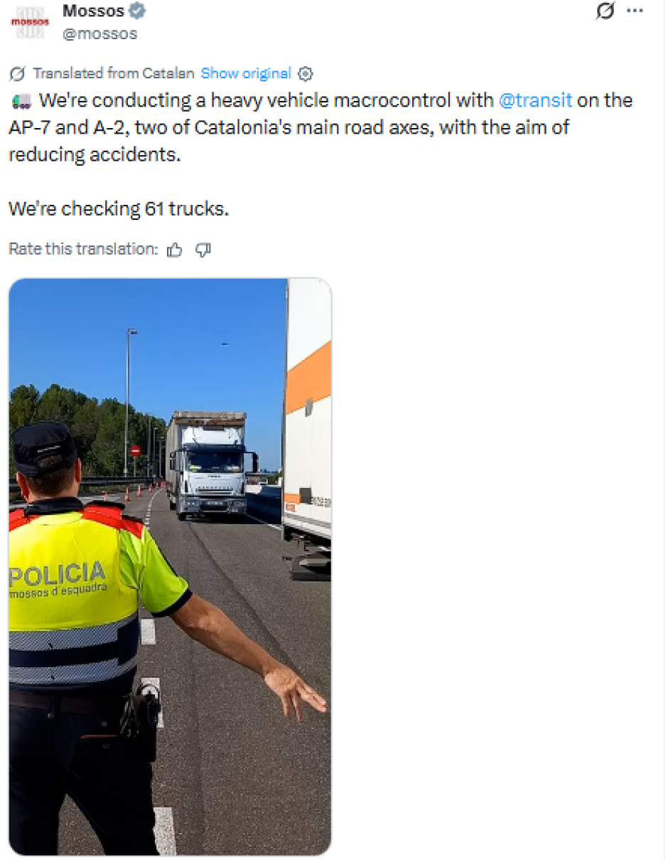 Publicación de los Mossos