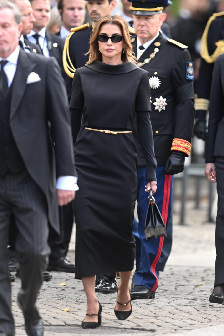 La Reina Rania de Jordania llega al funeral del Rey Harald V