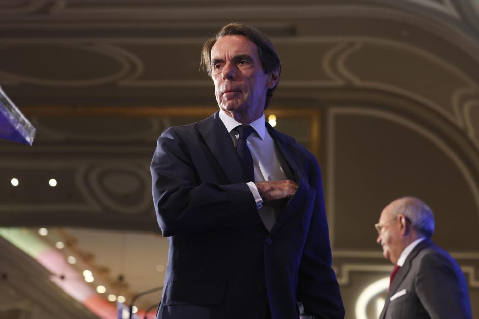 El expresidente del Gobierno José María Aznar durante el desayuno informativo del Fórum Europa