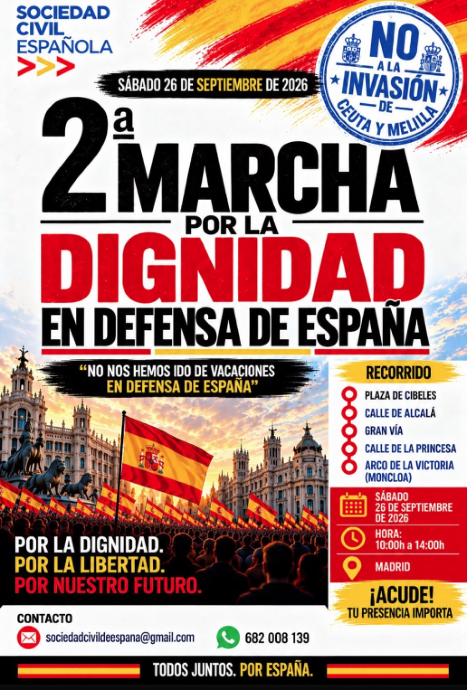Cartel Marcha por la Dignidad convocada el 26 de septiembre