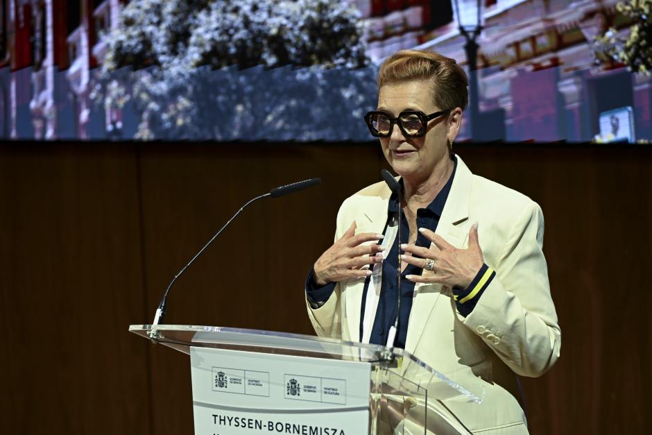 Francesca Thyssen durante su intervención en el Museo